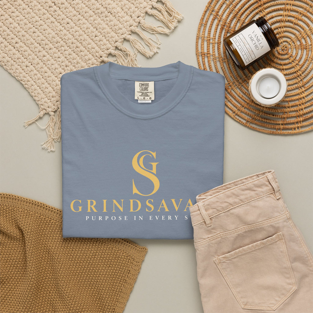 GrindSavage Gold Emblem Garment-Dyed T-Shirt