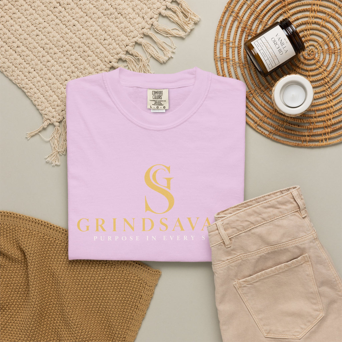 GrindSavage Gold Emblem Garment-Dyed T-Shirt