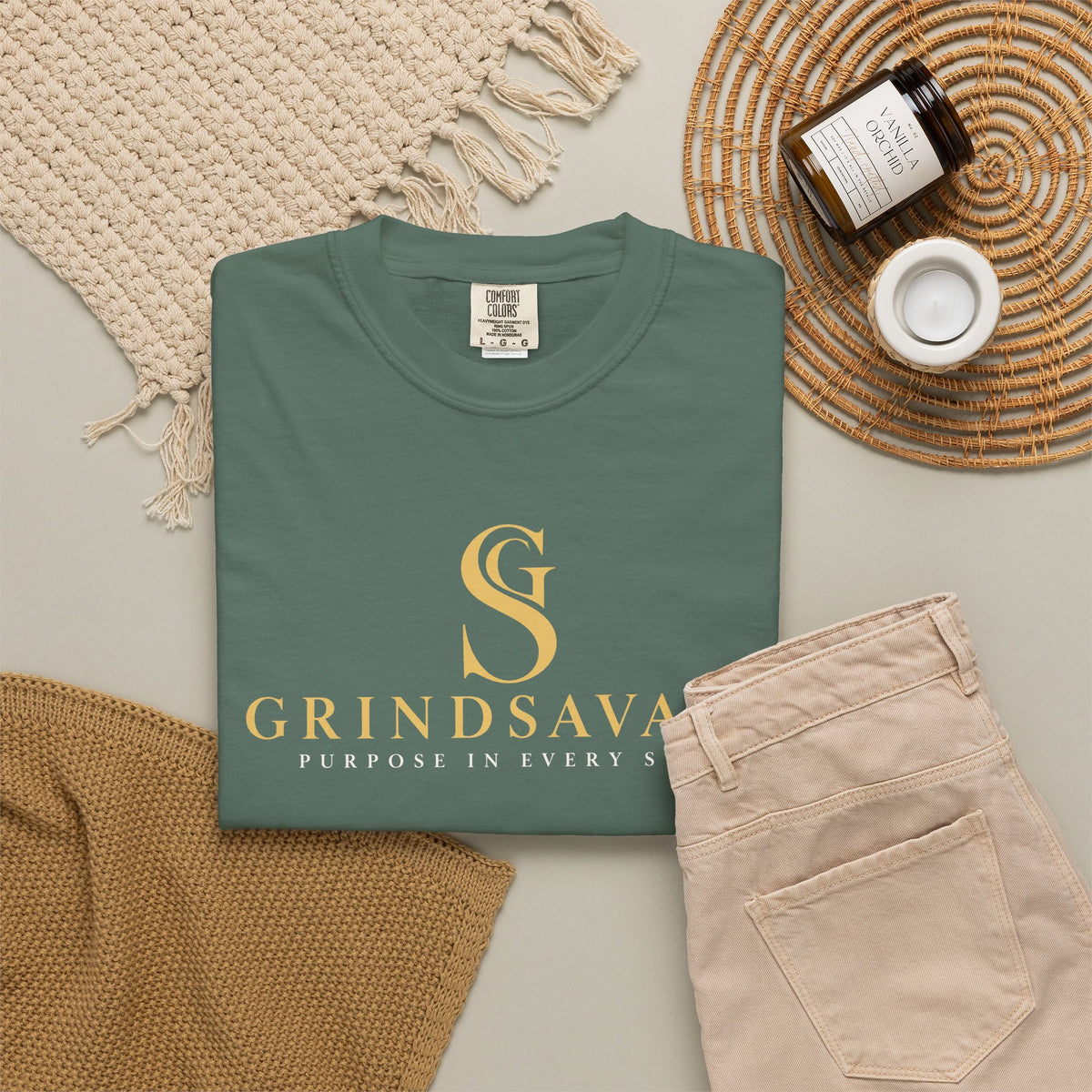 GrindSavage Gold Emblem Garment-Dyed T-Shirt