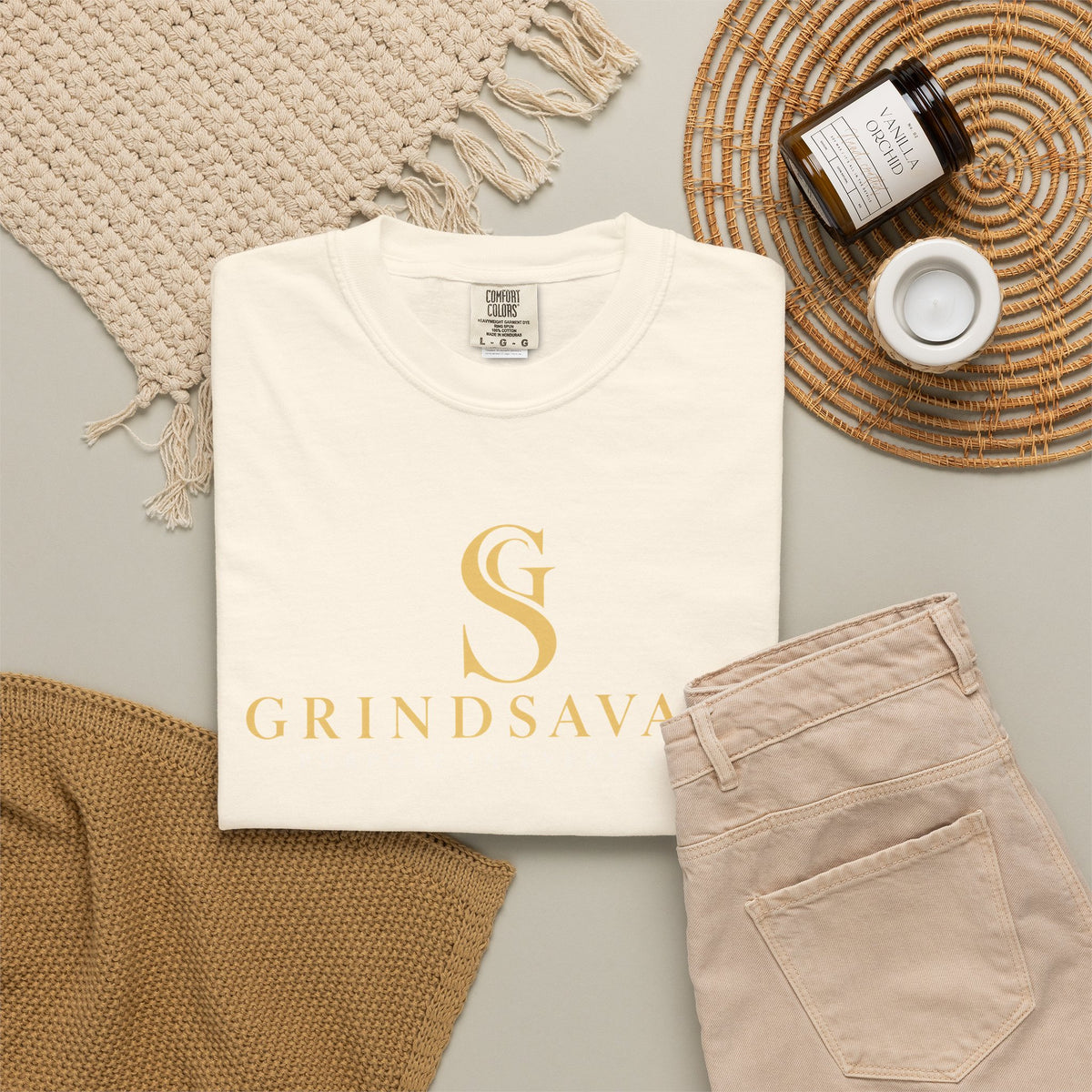 GrindSavage Gold Emblem Garment-Dyed T-Shirt