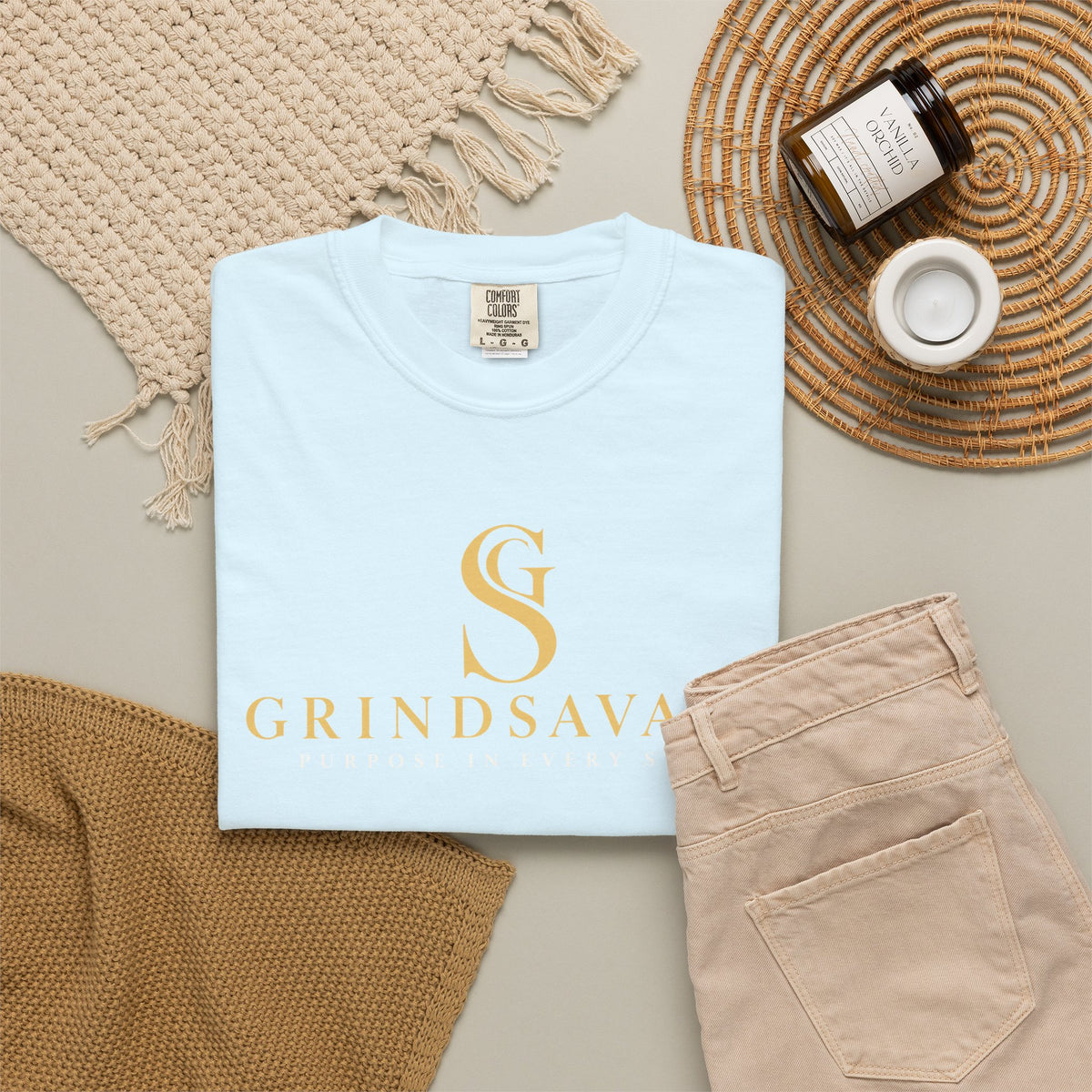 GrindSavage Gold Emblem Garment-Dyed T-Shirt