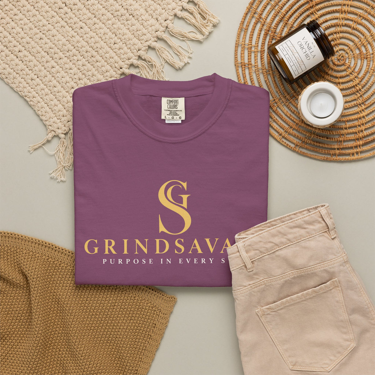 GrindSavage Gold Emblem Garment-Dyed T-Shirt