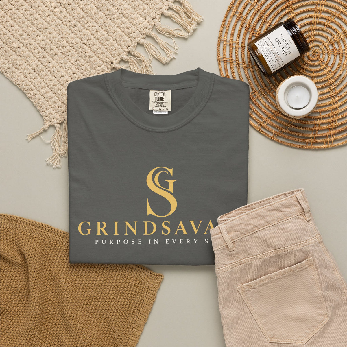 GrindSavage Gold Emblem Garment-Dyed T-Shirt