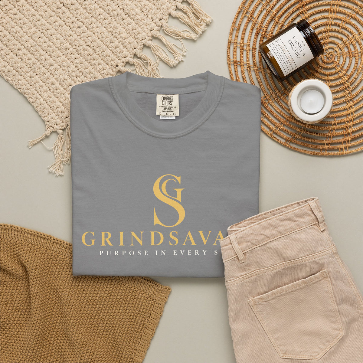 GrindSavage Gold Emblem Garment-Dyed T-Shirt